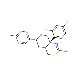 Cc1cnc([C@H]2C[C@H]3CSC(N)=N[C@@]3(c3ccc(F)cc3F)CO2)cn1 ZINC000169708481