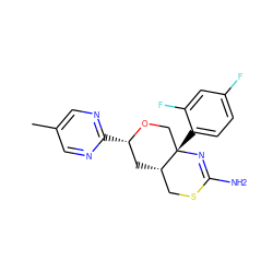 Cc1cnc([C@H]2C[C@H]3CSC(N)=N[C@@]3(c3ccc(F)cc3F)CO2)nc1 ZINC000146170483