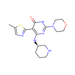 Cc1cnc(-c2c(N[C@@H]3CCCNC3)nc(N3CCOCC3)[nH]c2=O)s1 ZINC001772610942