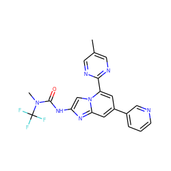 Cc1cnc(-c2cc(-c3cccnc3)cc3nc(NC(=O)N(C)C(F)(F)F)cn23)nc1 ZINC000045299534