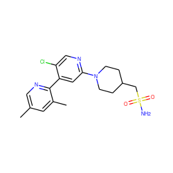 Cc1cnc(-c2cc(N3CCC(CS(N)(=O)=O)CC3)ncc2Cl)c(C)c1 ZINC000146823682