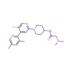 Cc1cnc(-c2cc(N3CCC(NC(=O)CN(C)C)CC3)ncc2Cl)c(C)c1 ZINC000146761912