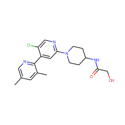 Cc1cnc(-c2cc(N3CCC(NC(=O)CO)CC3)ncc2Cl)c(C)c1 ZINC000146884537