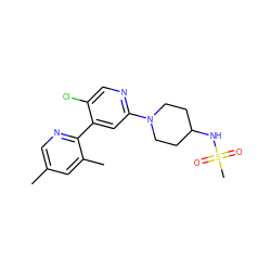 Cc1cnc(-c2cc(N3CCC(NS(C)(=O)=O)CC3)ncc2Cl)c(C)c1 ZINC000142521523