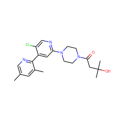 Cc1cnc(-c2cc(N3CCN(C(=O)CC(C)(C)O)CC3)ncc2Cl)c(C)c1 ZINC000141975961