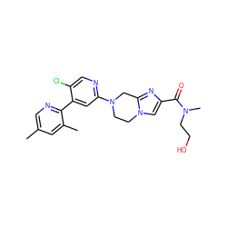 Cc1cnc(-c2cc(N3CCn4cc(C(=O)N(C)CCO)nc4C3)ncc2Cl)c(C)c1 ZINC000169342738