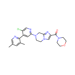 Cc1cnc(-c2cc(N3CCn4cc(C(=O)N5CCOCC5)nc4C3)ncc2Cl)c(C)c1 ZINC000169342739