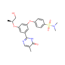 Cc1cnc(-c2cc(Oc3ccc(S(=O)(=O)N(C)C)cc3)cc(O[C@@H](C)CO)c2)[nH]c1=O ZINC000096273761