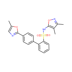 Cc1cnc(-c2ccc(-c3ccccc3S(=O)(=O)Nc3onc(C)c3C)cc2)o1 ZINC000013809627