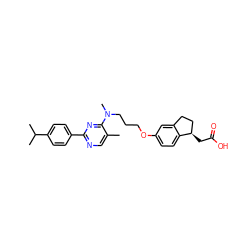 Cc1cnc(-c2ccc(C(C)C)cc2)nc1N(C)CCCOc1ccc2c(c1)CC[C@H]2CC(=O)O ZINC000003961820