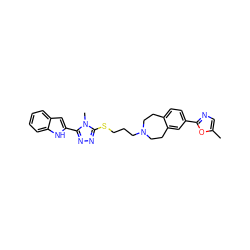 Cc1cnc(-c2ccc3c(c2)CCN(CCCSc2nnc(-c4cc5ccccc5[nH]4)n2C)CC3)o1 ZINC000028712460