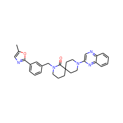 Cc1cnc(-c2cccc(CN3CCCC4(CCN(c5cnc6ccccc6n5)CC4)C3=O)c2)o1 ZINC000096173185