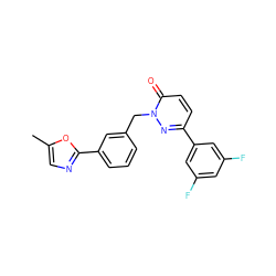 Cc1cnc(-c2cccc(Cn3nc(-c4cc(F)cc(F)c4)ccc3=O)c2)o1 ZINC000141749815