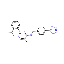 Cc1cnc(-c2ccccc2C(C)C)nc1NCc1ccc(-c2nnn[nH]2)cc1 ZINC000169341673