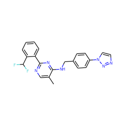 Cc1cnc(-c2ccccc2C(F)F)nc1NCc1ccc(-n2ccnn2)cc1 ZINC000169305029