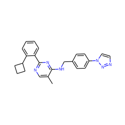 Cc1cnc(-c2ccccc2C2CCC2)nc1NCc1ccc(-n2ccnn2)cc1 ZINC000299821831