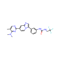 Cc1cnc(-c2ccn3c(-c4cccc(NC(=O)NCC(F)(F)F)c4)cnc3c2)nc1N(C)C ZINC000169704666