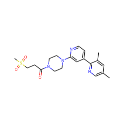 Cc1cnc(-c2ccnc(N3CCN(C(=O)CCS(C)(=O)=O)CC3)c2)c(C)c1 ZINC000145100345