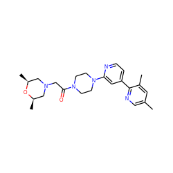 Cc1cnc(-c2ccnc(N3CCN(C(=O)CN4C[C@H](C)O[C@H](C)C4)CC3)c2)c(C)c1 ZINC000166329774