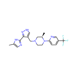 Cc1cnc(-c2n[nH]cc2CN2CCN(c3ccc(C(F)(F)F)cn3)[C@H](C)C2)[nH]1 ZINC000115168980