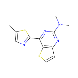 Cc1cnc(-c2nc(N(C)C)nc3ccsc23)s1 ZINC000029047800