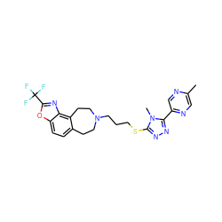 Cc1cnc(-c2nnc(SCCCN3CCc4ccc5oc(C(F)(F)F)nc5c4CC3)n2C)cn1 ZINC000029127103