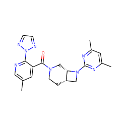 Cc1cnc(-n2nccn2)c(C(=O)N2CC[C@H]3CN(c4nc(C)cc(C)n4)[C@H]3C2)c1 ZINC000116825870