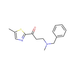 Cc1cnc(C(=O)CCN(C)Cc2ccccc2)s1 ZINC000045356075