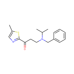 Cc1cnc(C(=O)CCN(Cc2ccccc2)C(C)C)s1 ZINC000045394543