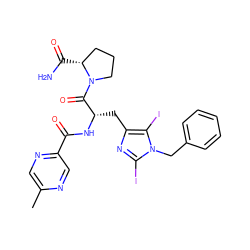 Cc1cnc(C(=O)N[C@@H](Cc2nc(I)n(Cc3ccccc3)c2I)C(=O)N2CCC[C@H]2C(N)=O)cn1 ZINC000473102958