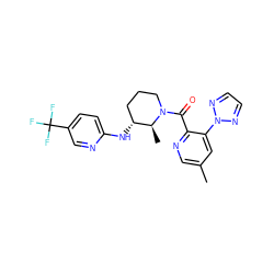 Cc1cnc(C(=O)N2CCC[C@@H](Nc3ccc(C(F)(F)F)cn3)[C@@H]2C)c(-n2nccn2)c1 ZINC000218440224