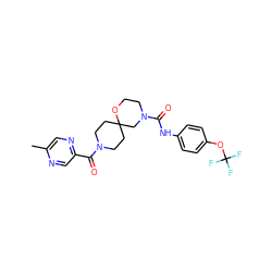 Cc1cnc(C(=O)N2CCC3(CC2)CN(C(=O)Nc2ccc(OC(F)(F)F)cc2)CCO3)cn1 ZINC000103230968