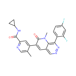 Cc1cnc(C(=O)NC2CC2)cc1-c1cc2cnnc(-c3ccc(F)cc3F)c2n(C)c1=O ZINC000064245731