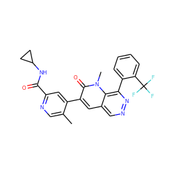 Cc1cnc(C(=O)NC2CC2)cc1-c1cc2cnnc(-c3ccccc3C(F)(F)F)c2n(C)c1=O ZINC000064415727