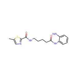 Cc1cnc(C(=O)NCCCCC(=O)Nc2ccccc2N)s1 ZINC000117588575