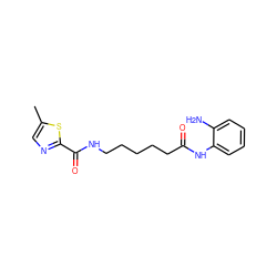 Cc1cnc(C(=O)NCCCCCC(=O)Nc2ccccc2N)s1 ZINC000117587251