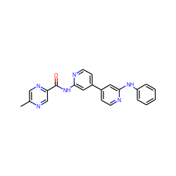 Cc1cnc(C(=O)Nc2cc(-c3ccnc(Nc4ccccc4)c3)ccn2)cn1 ZINC000028571285