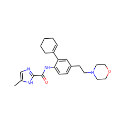 Cc1cnc(C(=O)Nc2ccc(CCN3CCOCC3)cc2C2=CCCCC2)[nH]1 ZINC000146924569