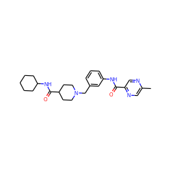 Cc1cnc(C(=O)Nc2cccc(CN3CCC(C(=O)NC4CCCCC4)CC3)c2)cn1 ZINC000210622118