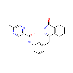 Cc1cnc(C(=O)Nc2cccc(Cc3n[nH]c(=O)c4c3CCCC4)c2)cn1 ZINC000168182702