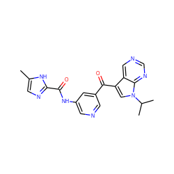 Cc1cnc(C(=O)Nc2cncc(C(=O)c3cn(C(C)C)c4ncncc34)c2)[nH]1 ZINC000221756552