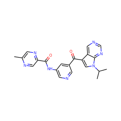 Cc1cnc(C(=O)Nc2cncc(C(=O)c3cn(C(C)C)c4ncncc34)c2)cn1 ZINC000169707928