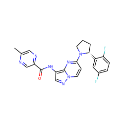 Cc1cnc(C(=O)Nc2cnn3ccc(N4CCC[C@@H]4c4cc(F)ccc4F)nc23)cn1 ZINC000068204857