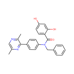 Cc1cnc(C)c(-c2ccc(N(Cc3ccccc3)C(=O)c3ccc(O)cc3O)cc2)n1 ZINC000653679769