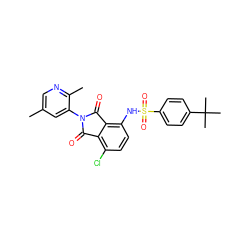 Cc1cnc(C)c(N2C(=O)c3c(Cl)ccc(NS(=O)(=O)c4ccc(C(C)(C)C)cc4)c3C2=O)c1 ZINC000653852900