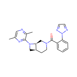 Cc1cnc(C)c(N2C[C@@H]3CCN(C(=O)c4ccccc4-n4nccn4)C[C@@H]32)n1 ZINC000116824396