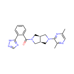 Cc1cnc(C)c(N2C[C@H]3CN(C(=O)c4ccccc4-c4ncn[nH]4)C[C@H]3C2)n1 ZINC000116824705