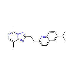 Cc1cnc(C)n2nc(CCc3ccc4cc(C(C)C)ccc4n3)nc12 ZINC001772606296