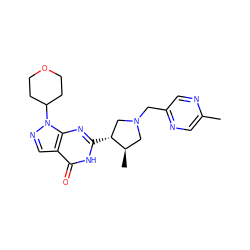 Cc1cnc(CN2C[C@@H](C)[C@H](c3nc4c(cnn4C4CCOCC4)c(=O)[nH]3)C2)cn1 ZINC000095572914