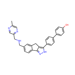 Cc1cnc(CNCc2ccc3c(c2)Cc2c-3n[nH]c2-c2ccc(-c3ccc(O)cc3)cc2)cn1 ZINC000028714094